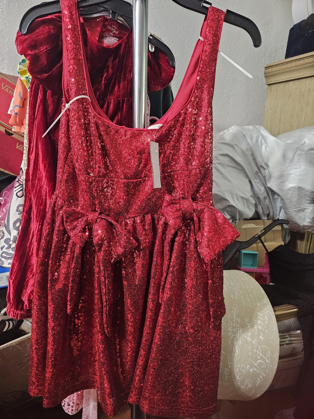 Lush Red Sequin Bow-Accent Girls' Dress Costume
